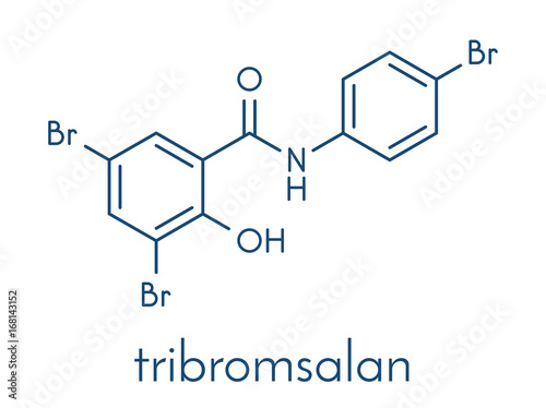 Tribromsalan disinfectant molecule. Skeletal formula.