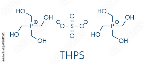 tetrakis(hydroxymethyl)phosphonium sulfate (THPS) biocide molecule. Skeletal formula.