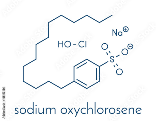 Sodium oxychlorosene antiseptic molecule. Skeletal formula.