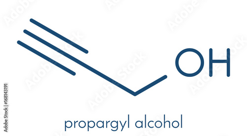 Propargyl alcohol molecule. Skeletal formula. photo