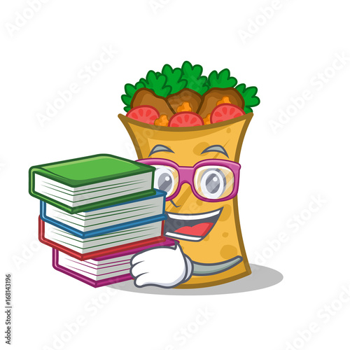 Student with book kebab wrap character cartoon