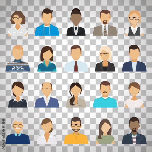Business people avatars on transparent background