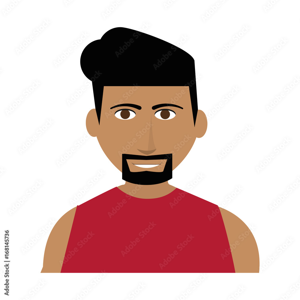 happy handsome tan skin man wth beard icon image vector illustration design 