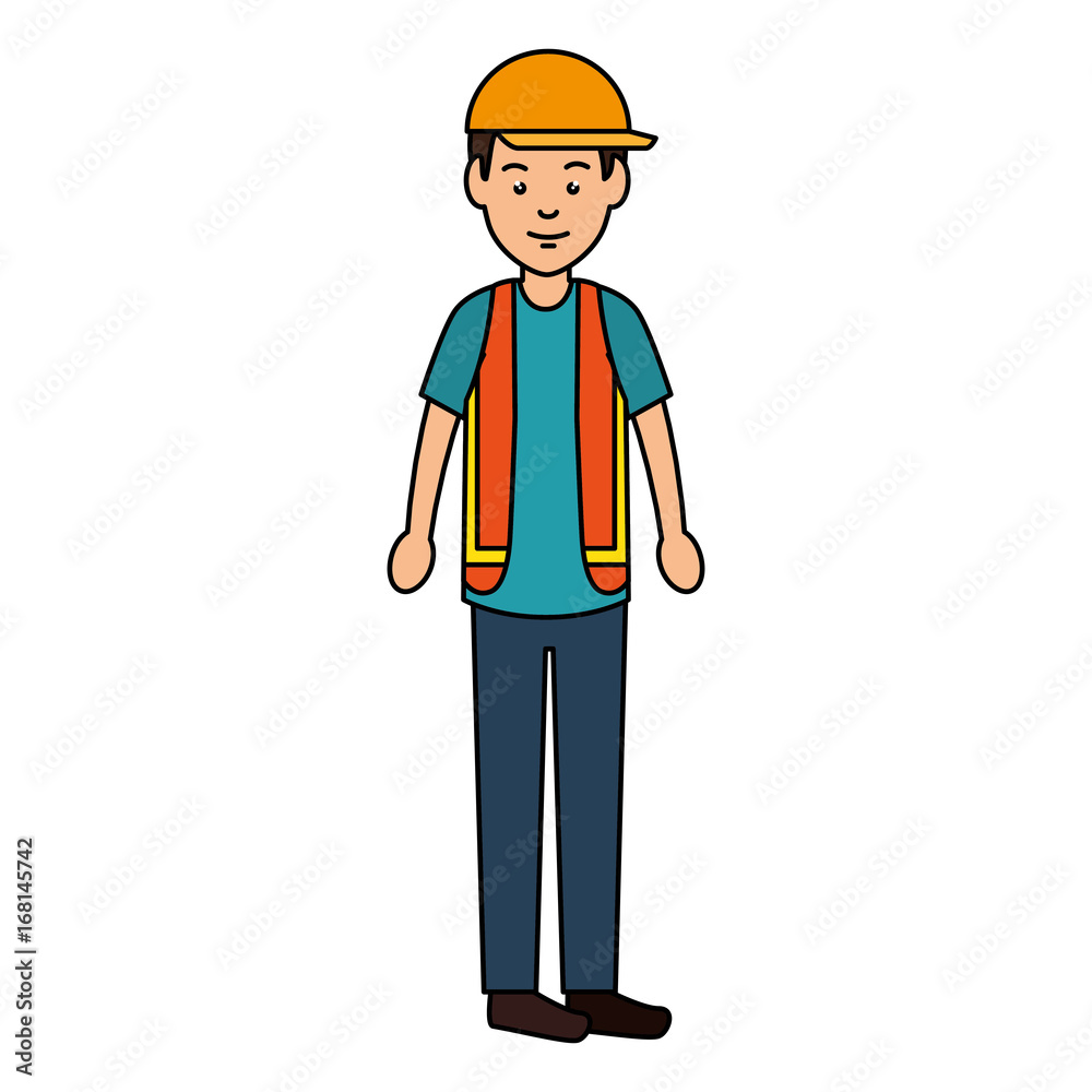 worker with helmet avatar vector illustration design