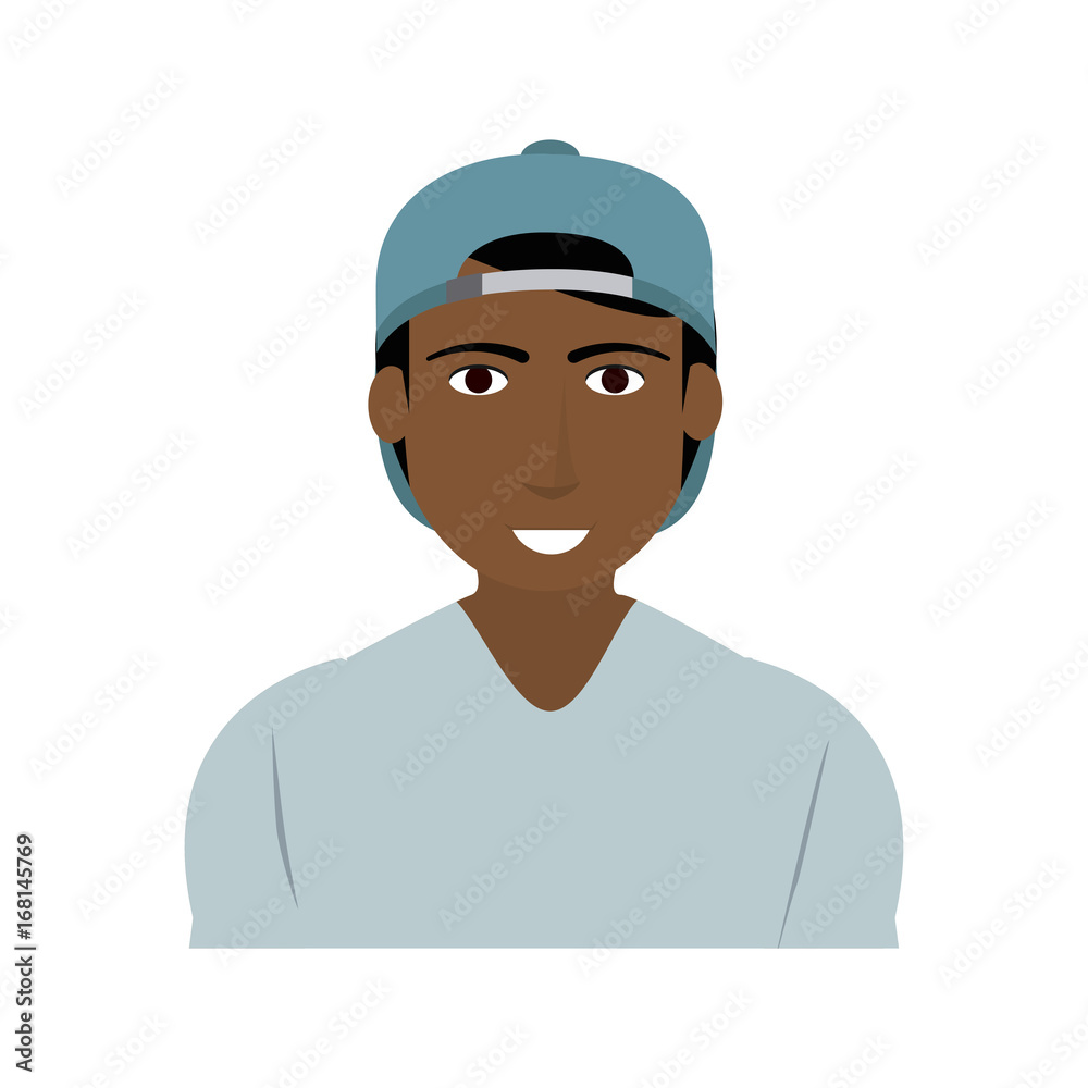 happy handsome dark skin man icon image vector illustration design 