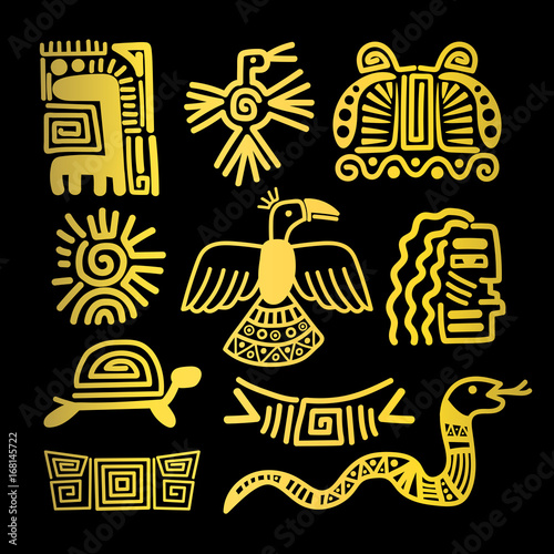 Tribal indian golden symbols