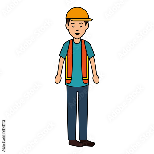 worker with helmet avatar vector illustration design