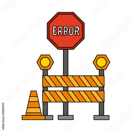 error traffic sign with roadblock icon image vector illustration design 