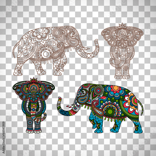 Decorated elephant on transparent background