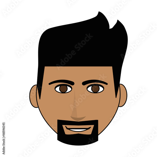 happy handsome tan skin man wth beard icon image vector illustration design 