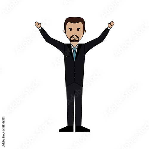 businessman with arms up icon image vector illustration design 