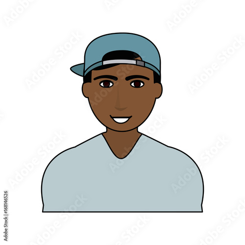 happy handsome dark skin man icon image vector illustration design 