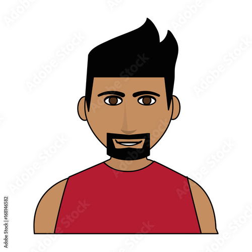 happy handsome tan skin man wth beard icon image vector illustration design 