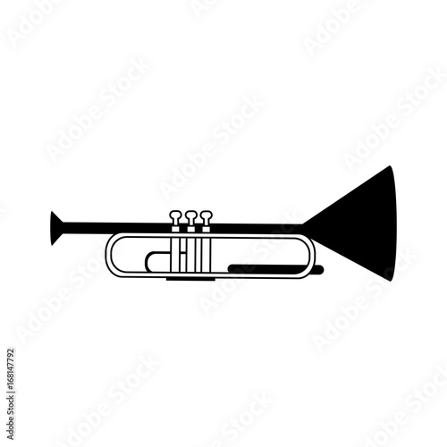 trumpet musical instrument icon image vector illustration design black and white