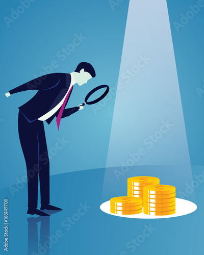 Businessman Looking Trough Magnifying Glass