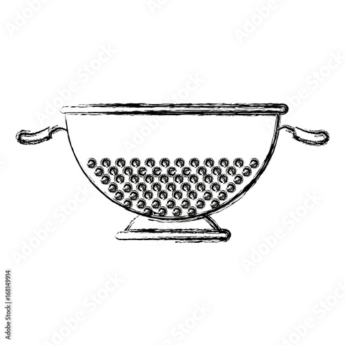 metal kitchen strainer cooking element icon vector illustration