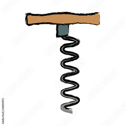 corkscrew wine opener stainless steel on white background vector illustration
