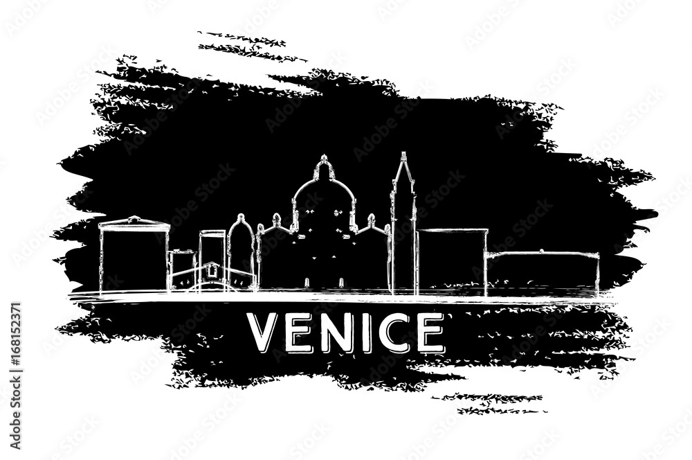 Venice Italy Skyline Silhouette. Hand Drawn Sketch.