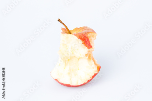 Bitten apple over white
