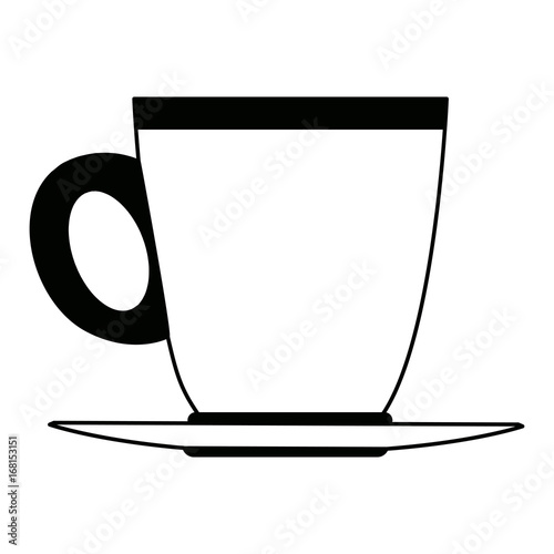 ceramic cup of coffee handle with plate beverage vector illustration