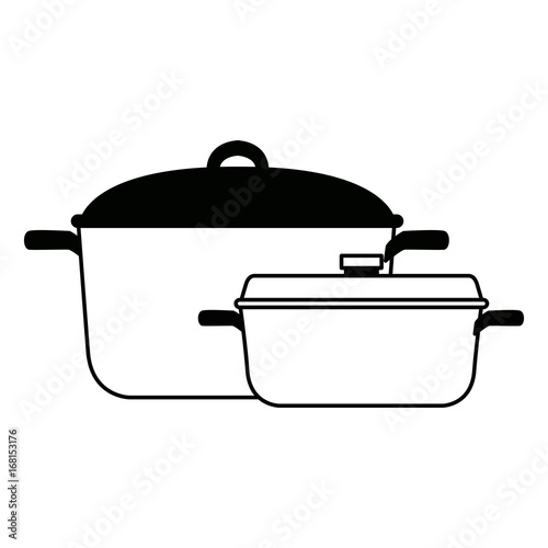 two saucepans with handle kitchen equipment vector illustration