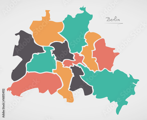 Berlin Map with boroughs and modern round shapes
