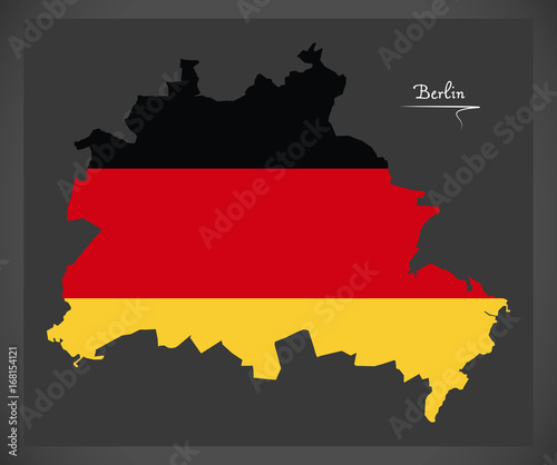 Berlin map with German national flag illustration