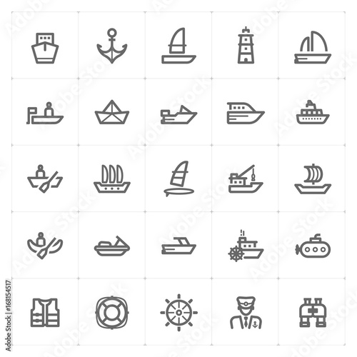 Icon set – boat and ship vector illustration