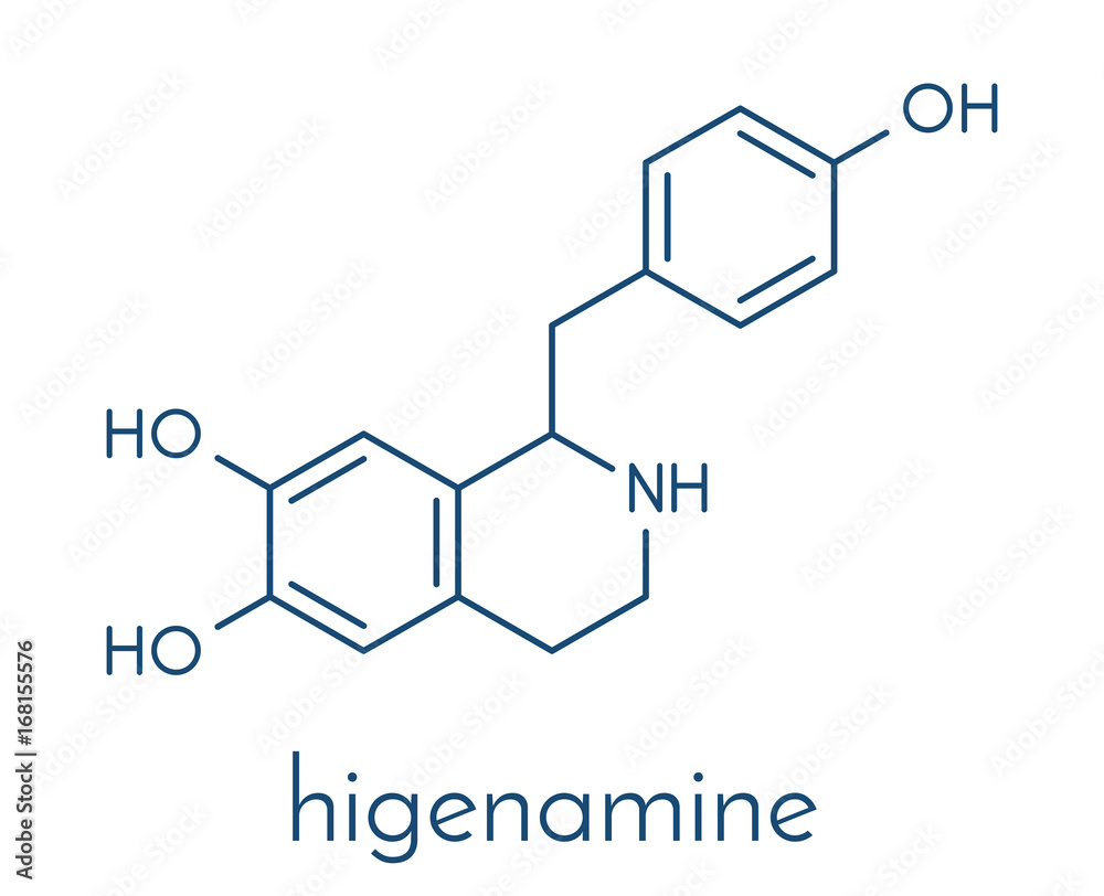 Higenamine herbal molecule. Present in some fat burner food supplements. Skeletal formula.