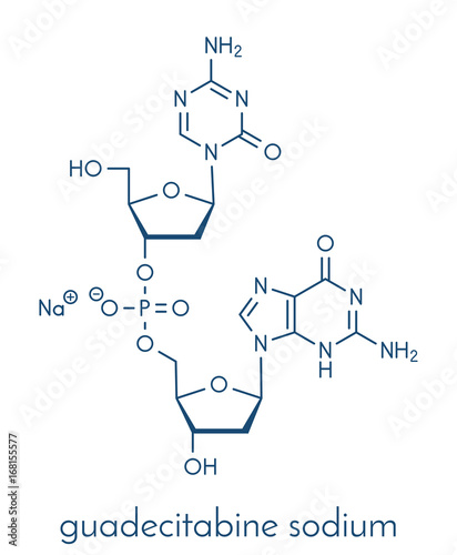 Guadecitabine cancer drug molecule (DNA methyltransferase inhibitor). Skeletal formula.
