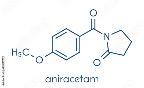 Aniracetam nootropic drug molecule. Skeletal formula. photo
