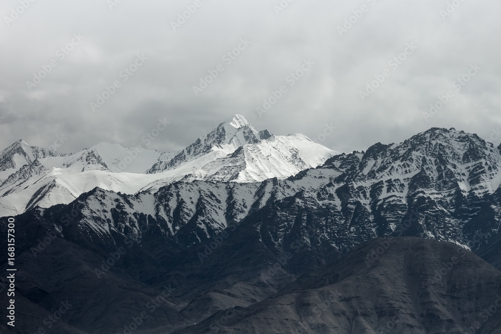 snow mountain range in Leh Ladakh, India
