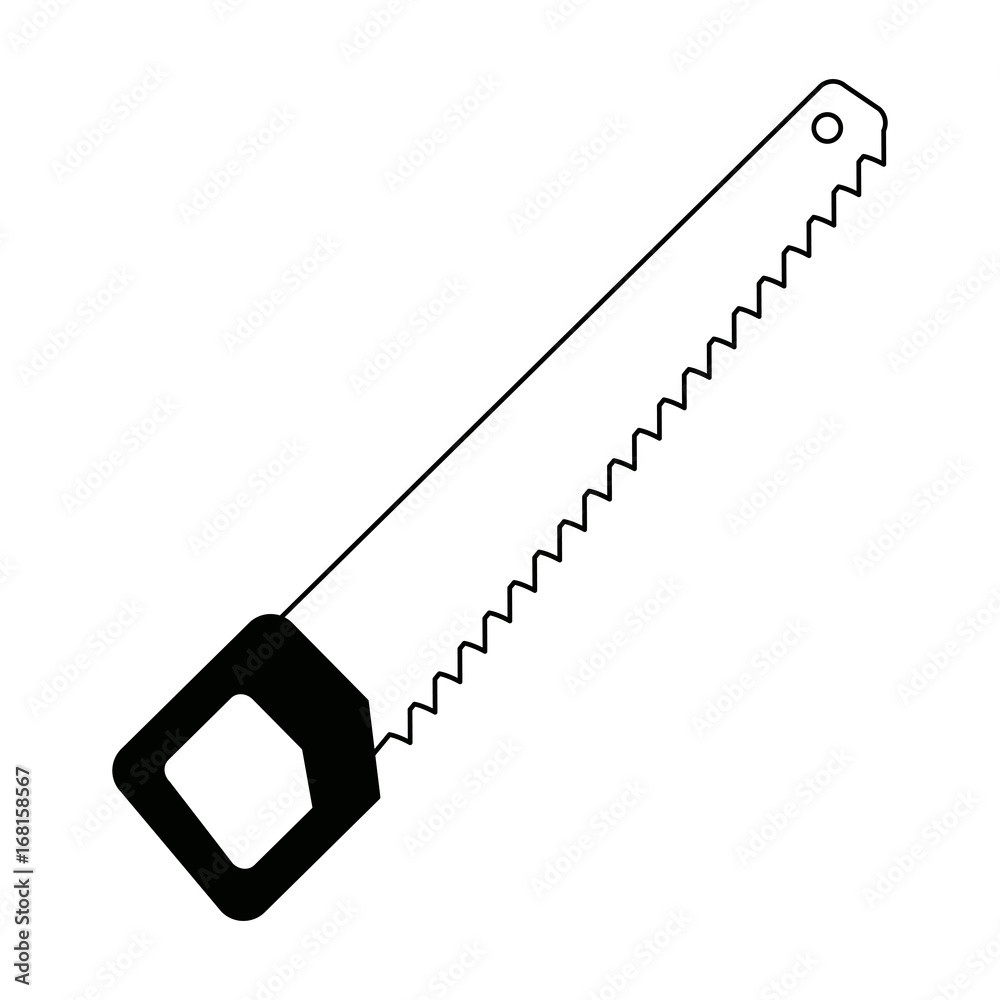 saw large wooden handle equipment vector illustration saw large wooden handle equipment vector illustration