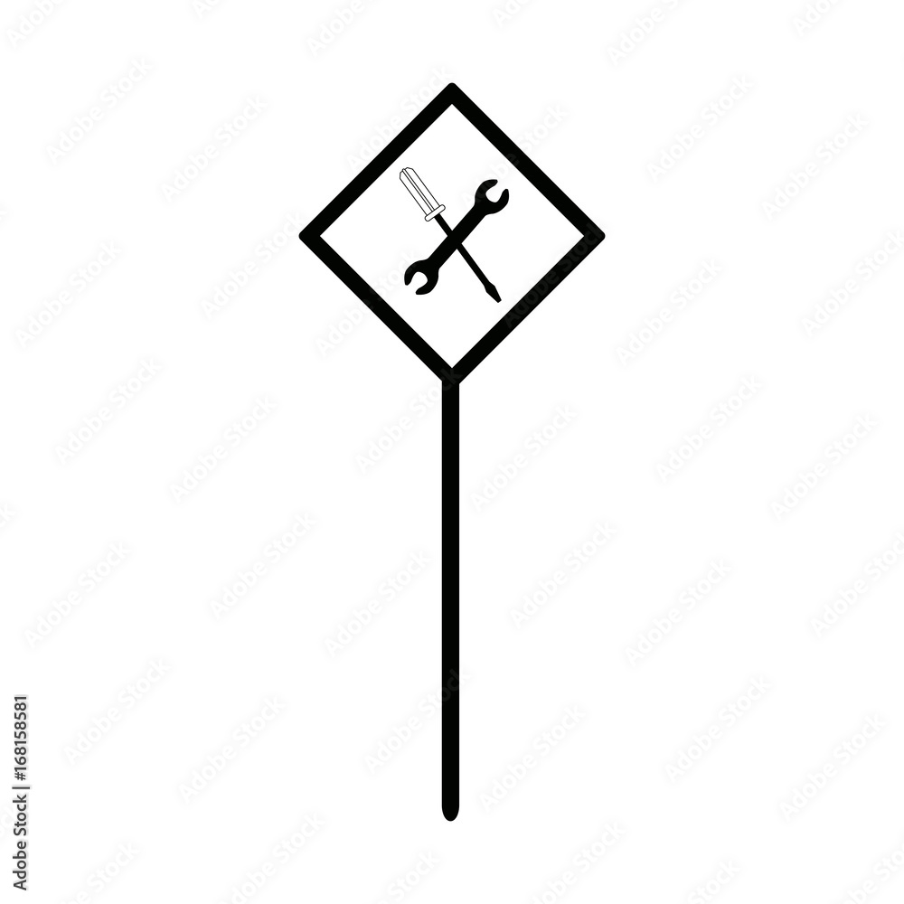 Fototapeta premium sign traffic road with tool construction vector illustration