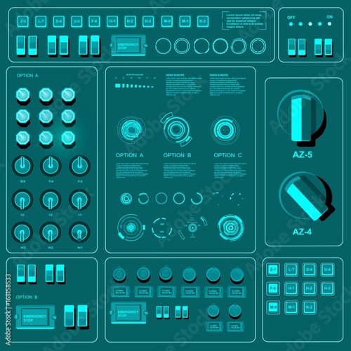Futuristic virtual graphic touch user interface, HUD