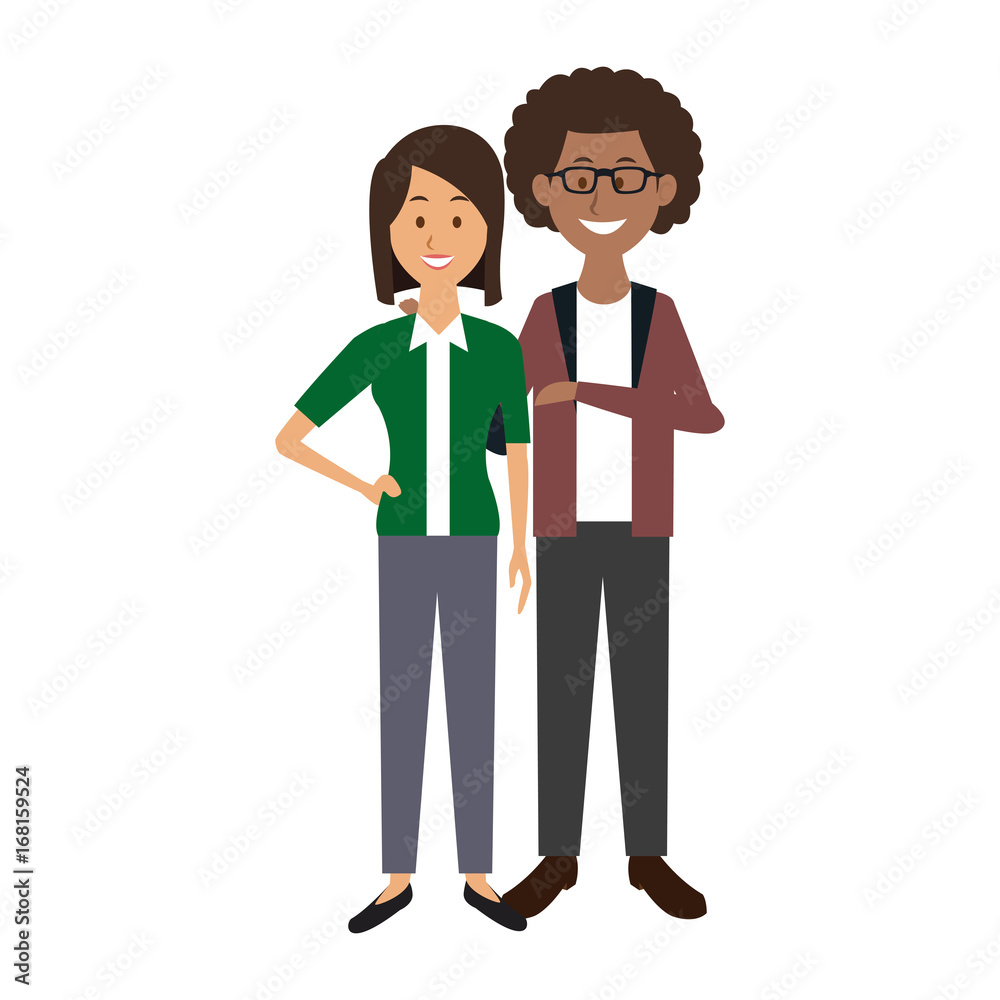 couple standing man and woman together people vector illustration couple standing man and woman together people vector illustration