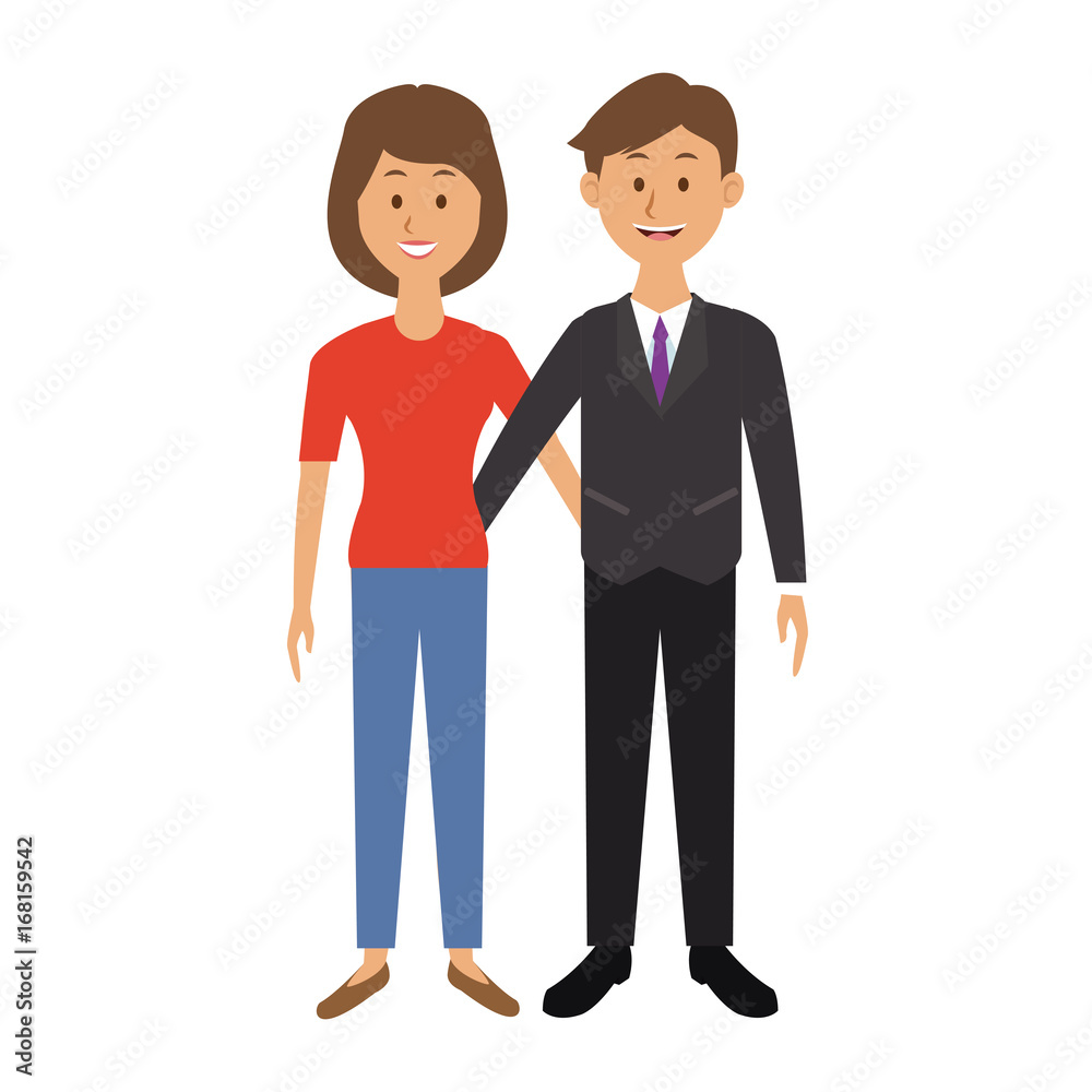 couple standing man and woman together people vector illustration couple standing man and woman together people vector illustration