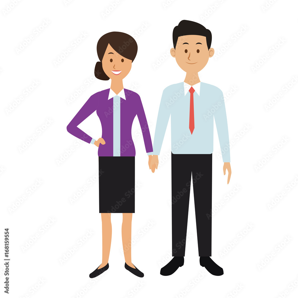 couple standing man and woman together people vector illustration