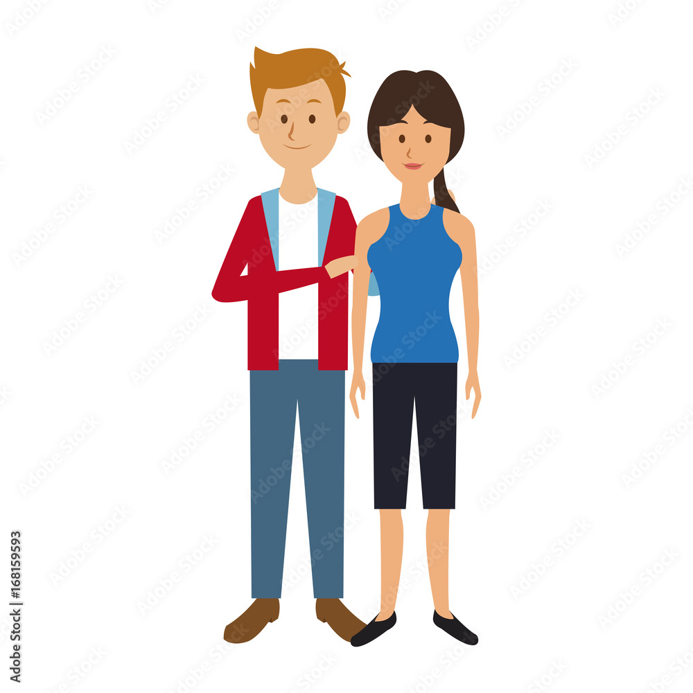 couple standing man and woman together people vector illustration couple standing man and woman together people vector illustration