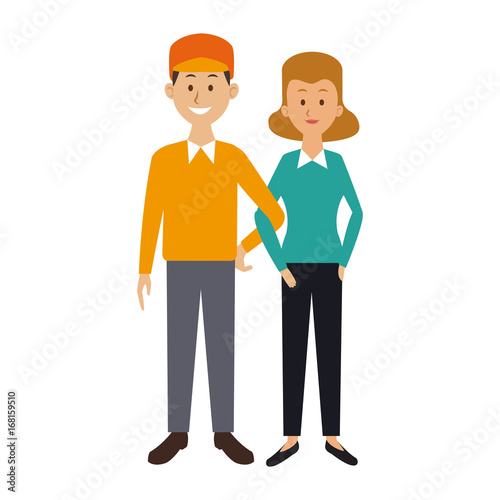 Wallpaper Mural couple standing man and woman together people vector illustration Torontodigital.ca