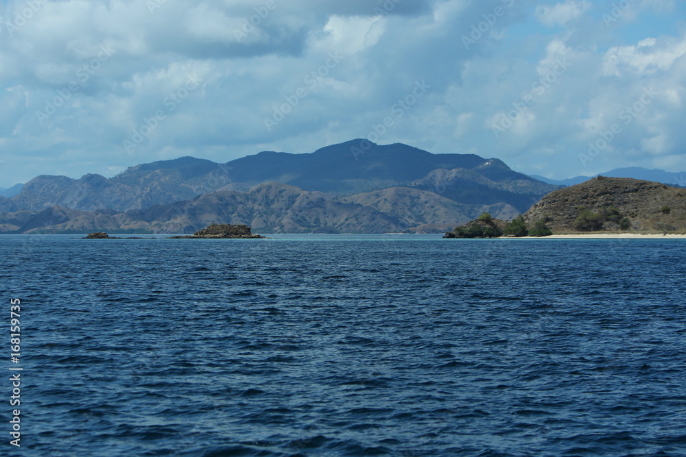 Beautiful komodo island inside of national park in indonesia, home of the komodo dragon, unique ecosystem and great adventure, nature habitat, travel and enjoy asia 