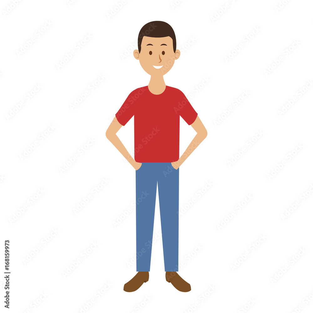 Fototapeta premium smiling man in casual clothes with hands in pockets standing vector illustration