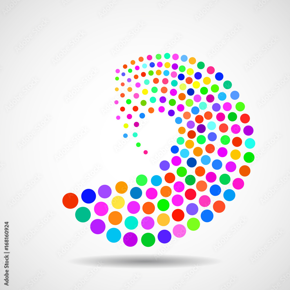 Abstract colorful spiral with dotted circles. Dots in circular form. Vector design element Abstract colorful spiral with dotted circles. Dots in circular form. Vector design element