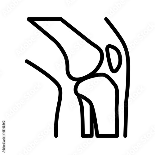 Knee bone joint / articulation with leg line art vector icon for medical apps and websites