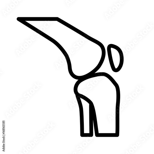 Knee bone joint / articulation or articular surface line art vector icon for medical apps and websites
