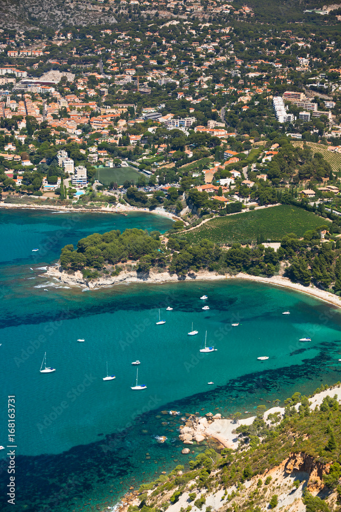 Top view of the Cassis coastline