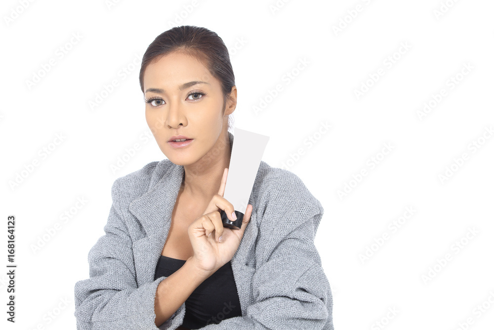Beautiful Asian Woman with spa healthy skin concept, neat clean make up wrap hair natural look Beautiful Asian Woman with spa healthy skin concept, neat clean make up wrap hair natural look