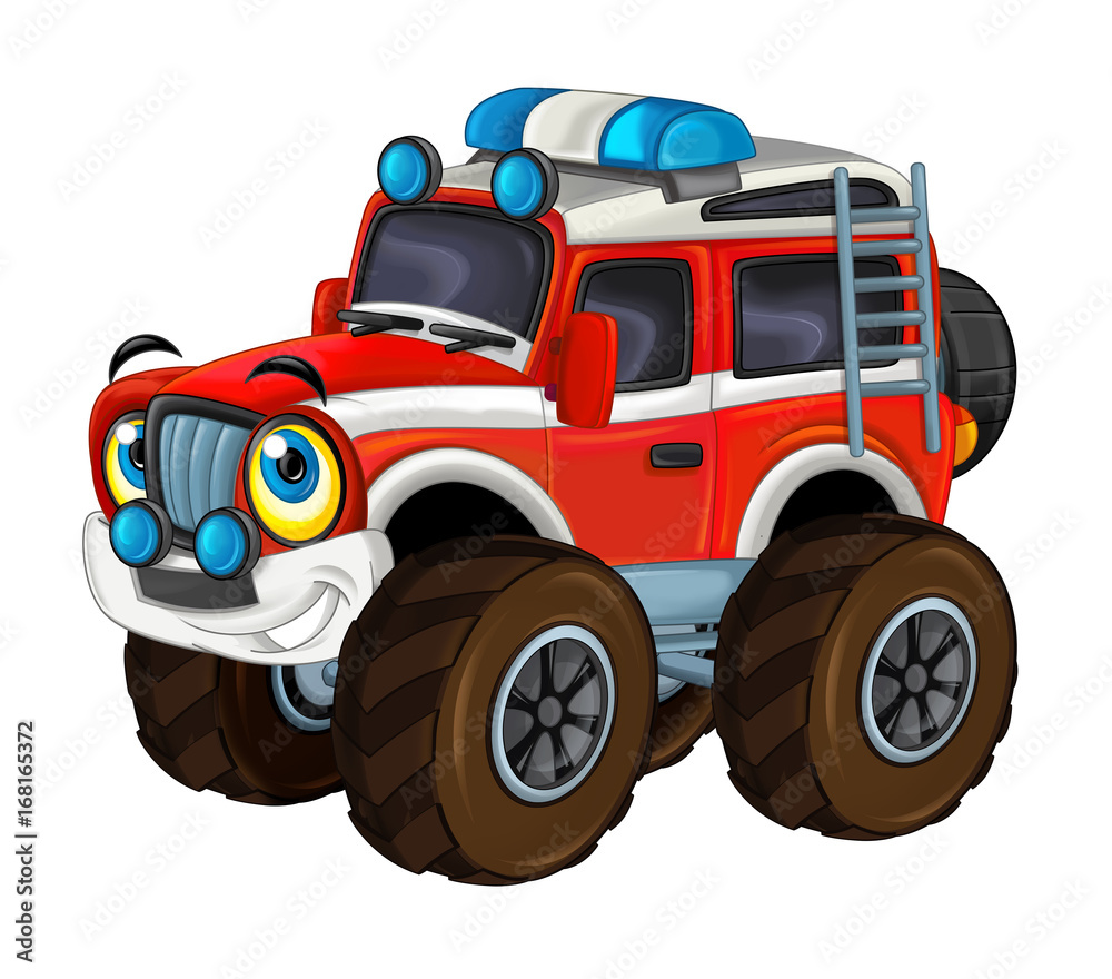 Funny cartoon of a monster truck