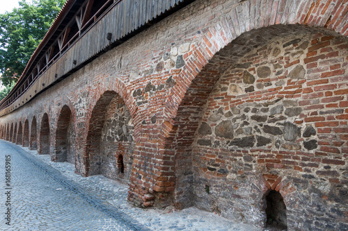 Fortress Wall Street, Sibiu, Transylvania, Romania. Fortress Wall - Zidul Cetatii street from old town Sibiu, Romania photo