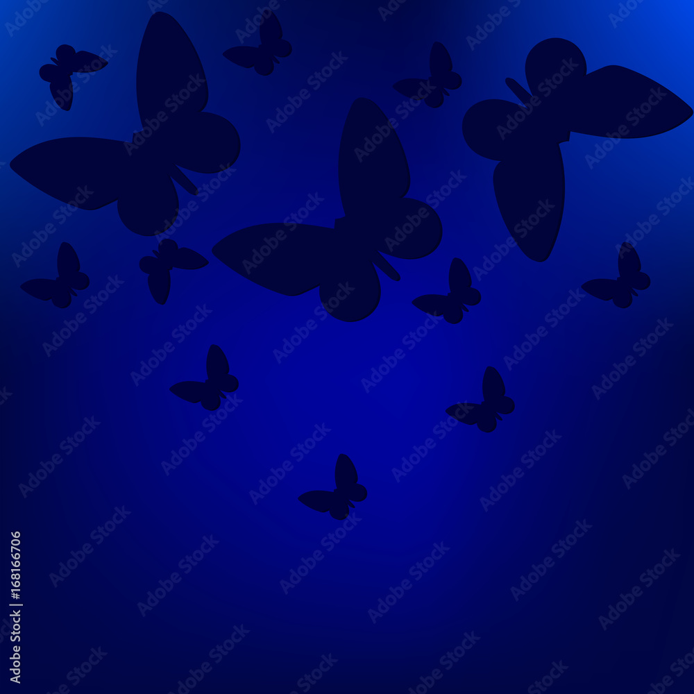 Blue background with 3d butterflies Blue background with 3d butterflies